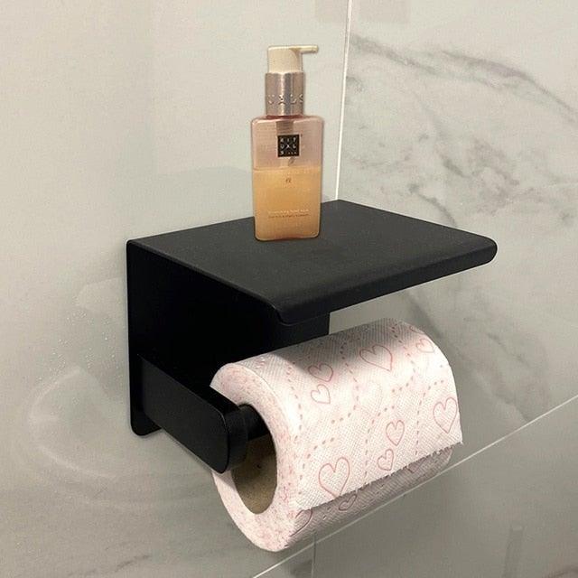 NEW: Stainless steel toilet paper holder with Shelf Wall Mounted Modern Paper Towel Adapter