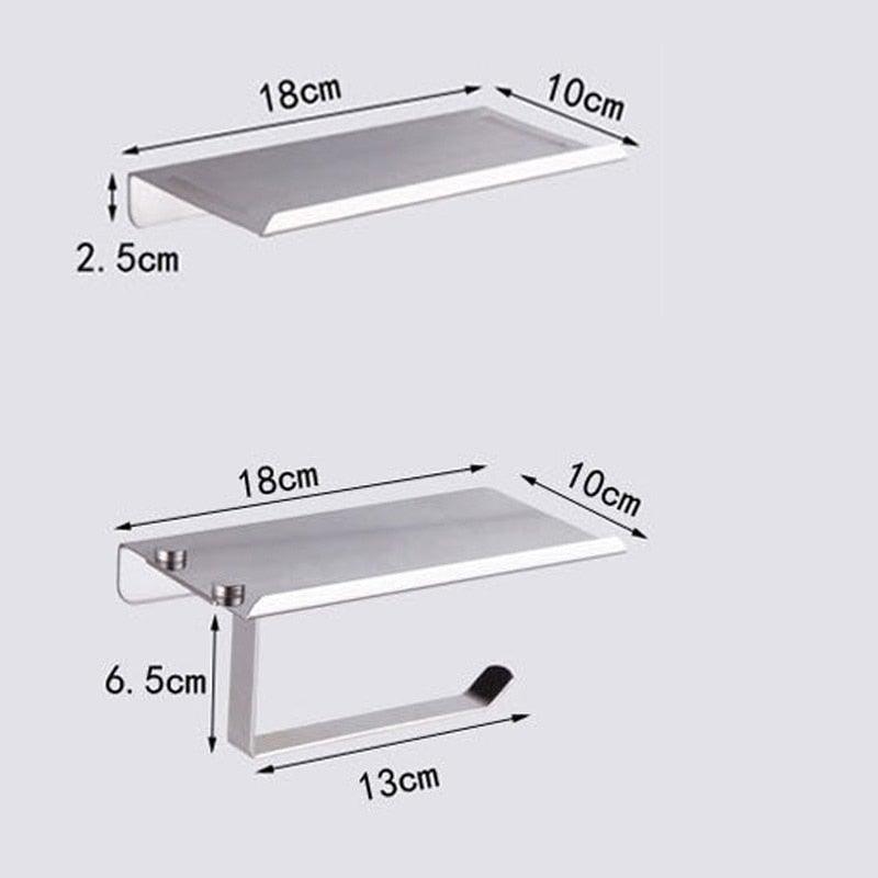 NEW: Stainless steel toilet paper holder with Shelf Wall Mounted Modern Paper Towel Adapter