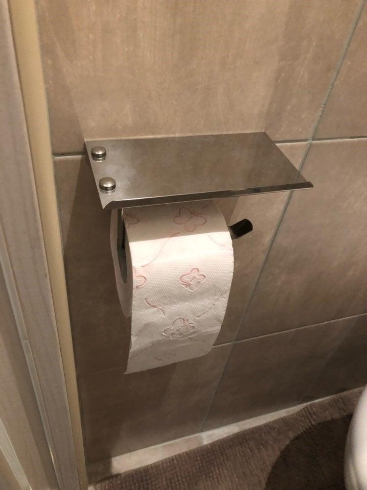 NEW: Stainless steel toilet paper holder with Shelf Wall Mounted Modern Paper Towel Adapter