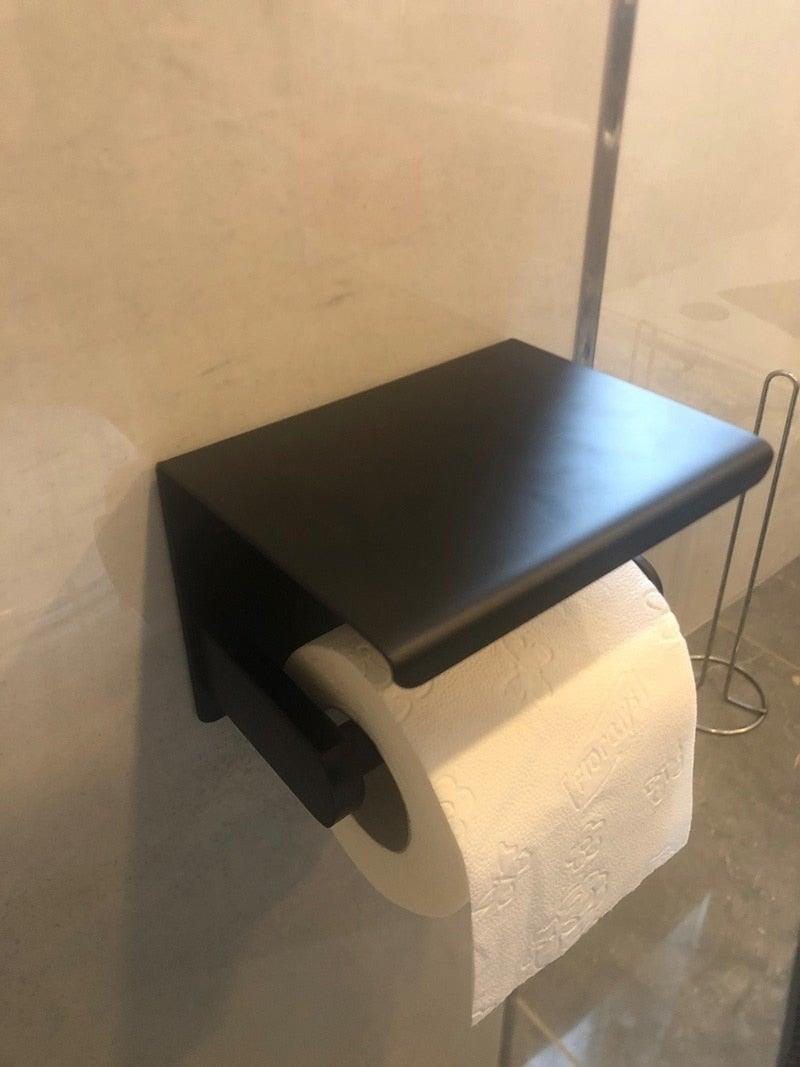 NEW: Stainless steel toilet paper holder with Shelf Wall Mounted Modern Paper Towel Adapter