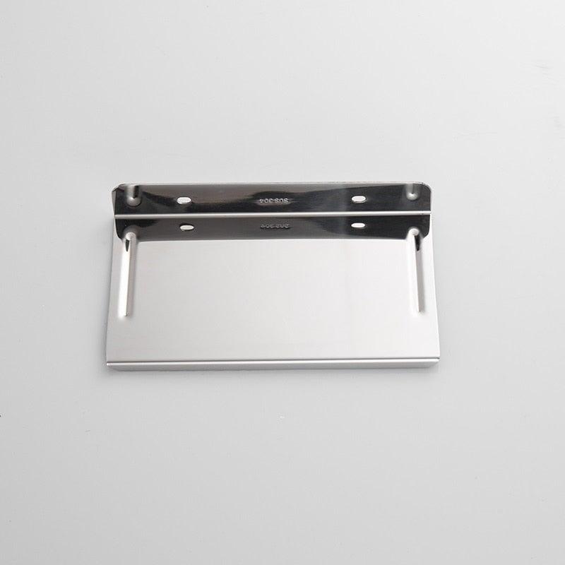 NEW: Stainless steel toilet paper holder with Shelf Wall Mounted Modern Paper Towel Adapter