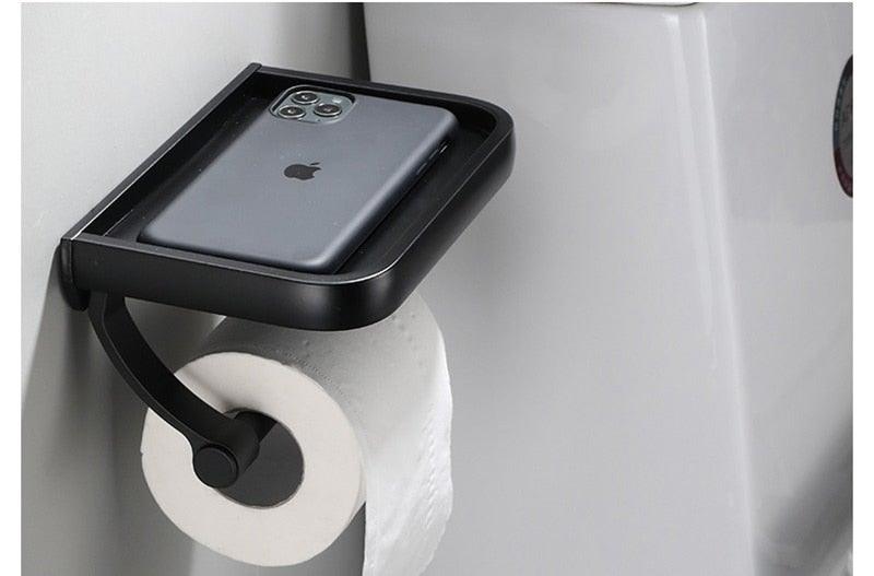 NEW: Stainless steel toilet paper holder with Shelf Wall Mounted Modern Paper Towel Adapter