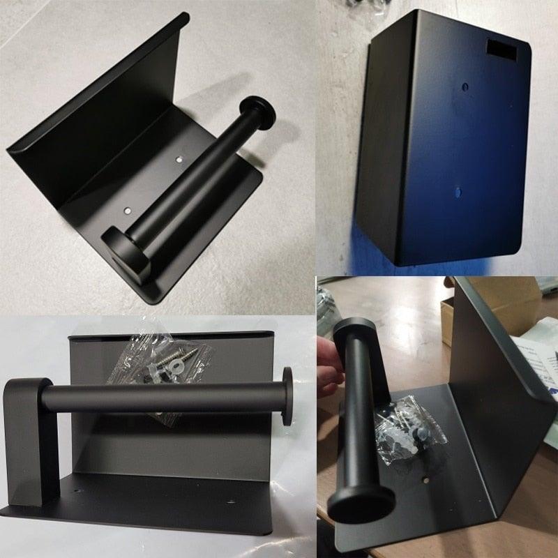 NEW: Stainless steel toilet paper holder with Shelf Wall Mounted Modern Paper Towel Adapter