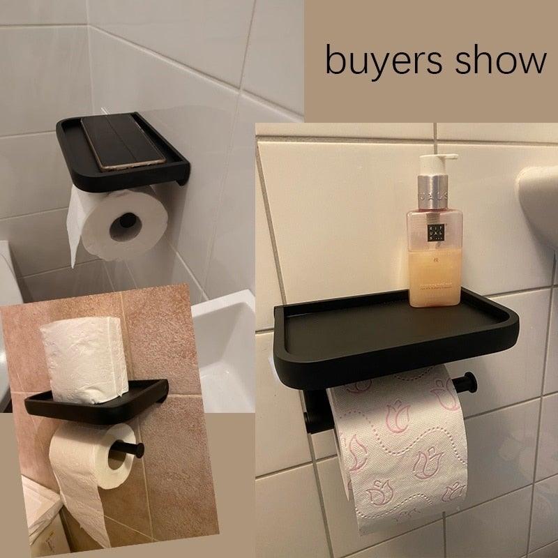 NEW: Stainless steel toilet paper holder with Shelf Wall Mounted Modern Paper Towel Adapter