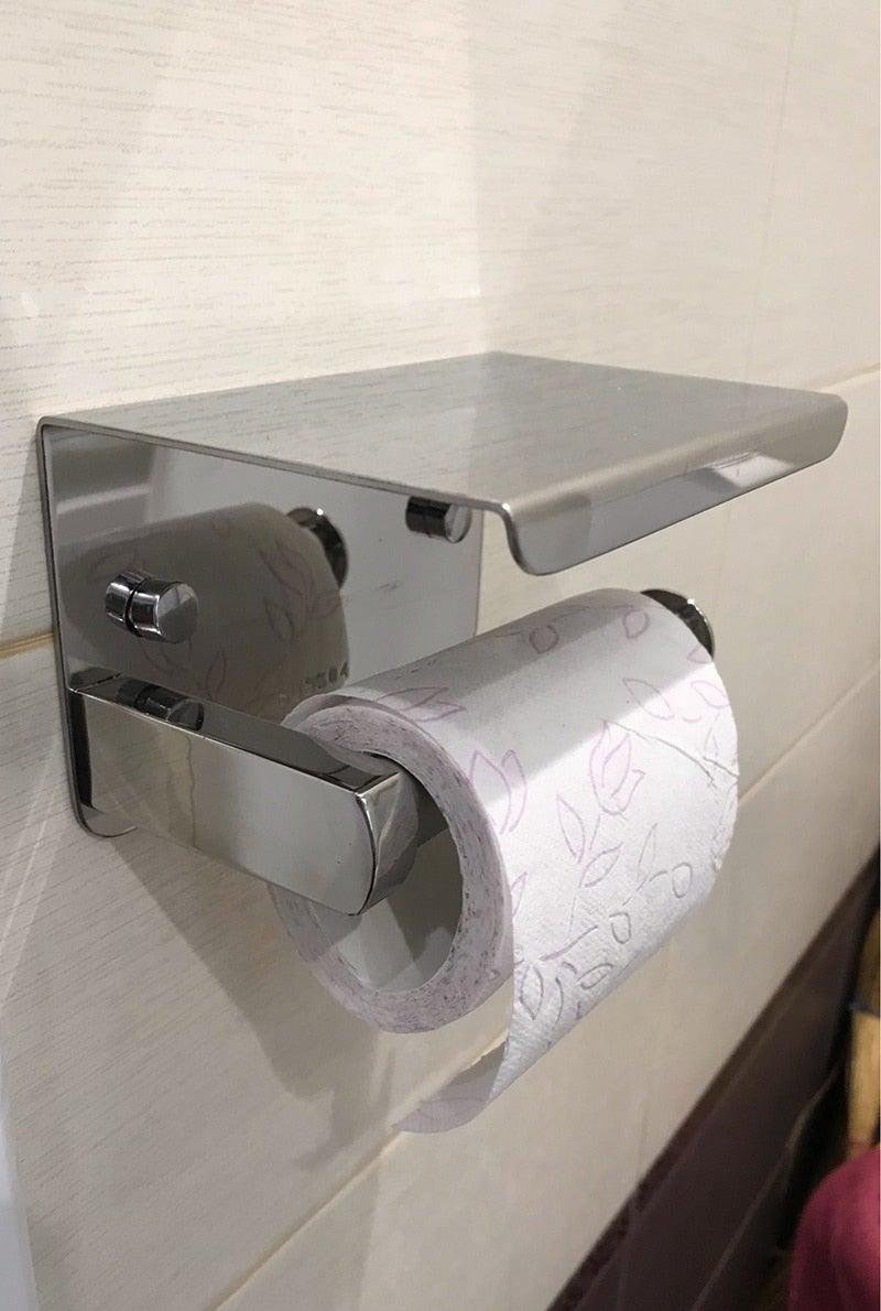NEW: Stainless steel toilet paper holder with Shelf Wall Mounted Modern Paper Towel Adapter