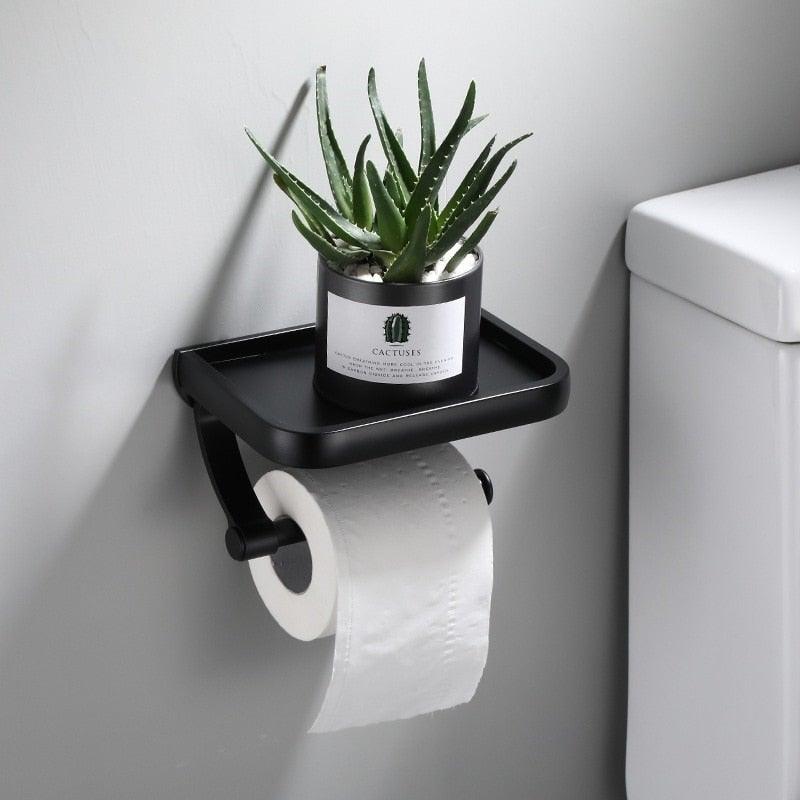 NEW: Stainless steel toilet paper holder with Shelf Wall Mounted Modern Paper Towel Adapter