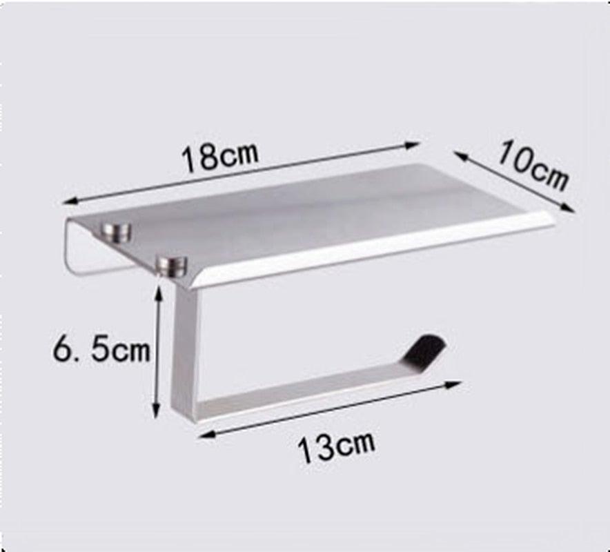 Stainless Steel Bathroom Toilet Paper Holder Wall Mount Roll Holder With Phone Shelf  Brushed Finished