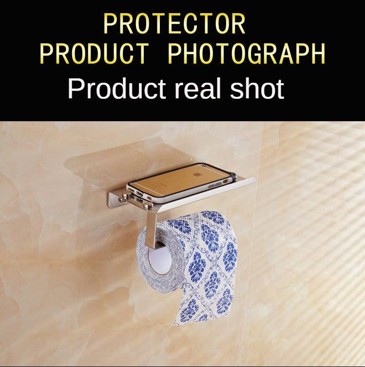 Stainless Steel Bathroom Toilet Paper Holder Wall Mount Roll Holder With Phone Shelf  Brushed Finished